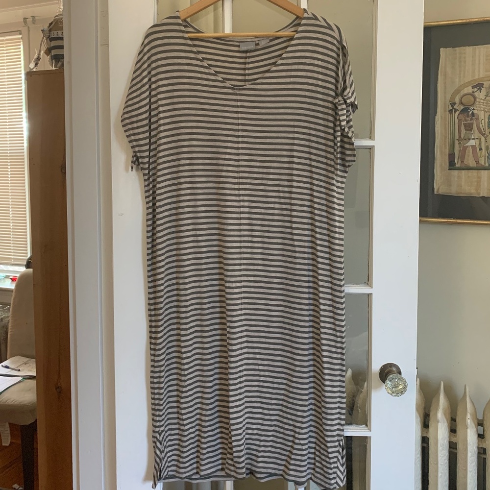 Kenar midi dress cold shoulder striped nautical size medium